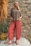 Kiti Paisley Damask 7/8 Barrel Leg Pant Terracotta